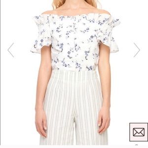 Francine Floral Off the Shoulder Button OTS coastal grandmother